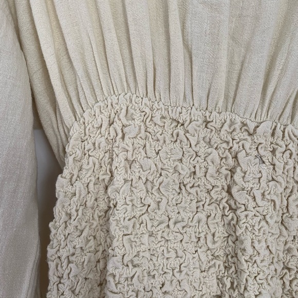 Free People Smocked Waistline Dress w/ Sleeves and Collar - Picture 3 of 3